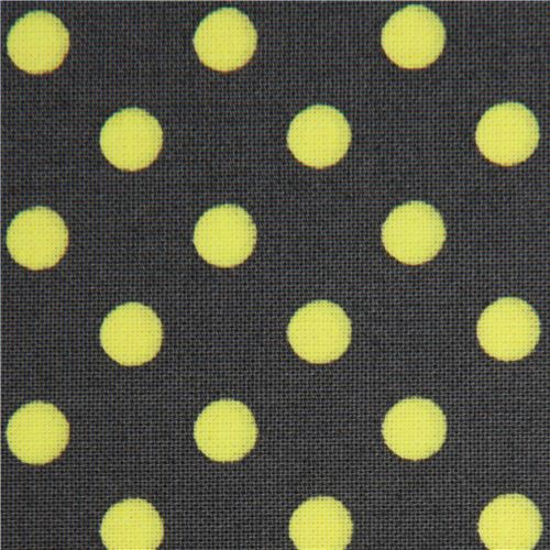 Tissu Michael Miller gris à pois jaune fluo Tissu