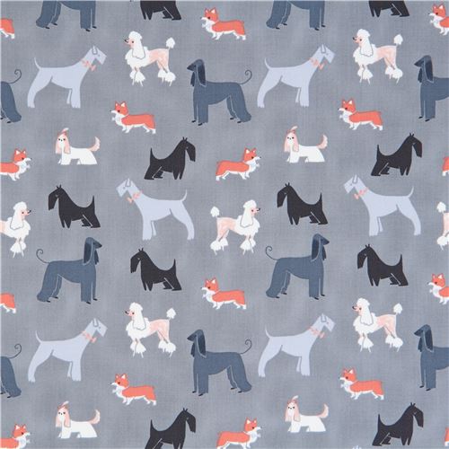 grey fabric cute funny dog animal by Dear Stella USA Fabric
