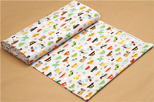 grey fabric for boys car airplane cloud par Robert Kaufman 3