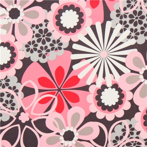 tessuto grigio velluto Michael Miller fiori rosa Tessuto