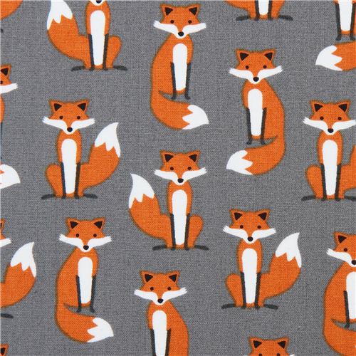 grey fox fabric Robert Kaufman 'Fabulous Foxes' Fabric