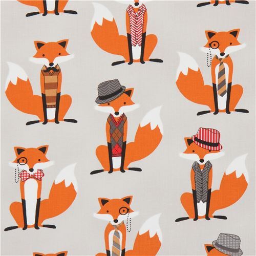 Tela gris zorros modernos Robert Kaufman Fox and Houndstooth Tela