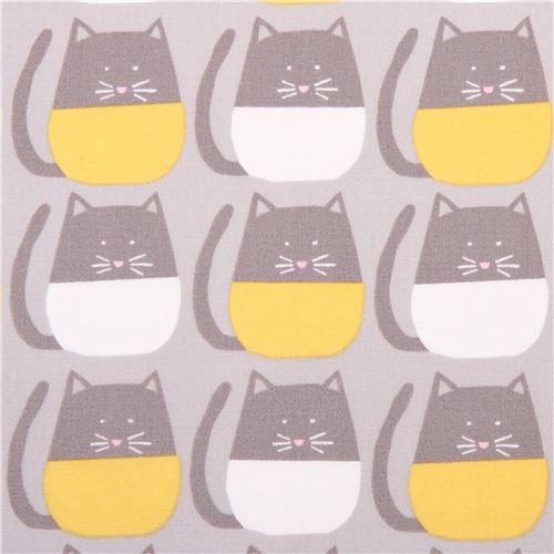 Tissu bio Monaluna Meow gris avec des chats Tissu