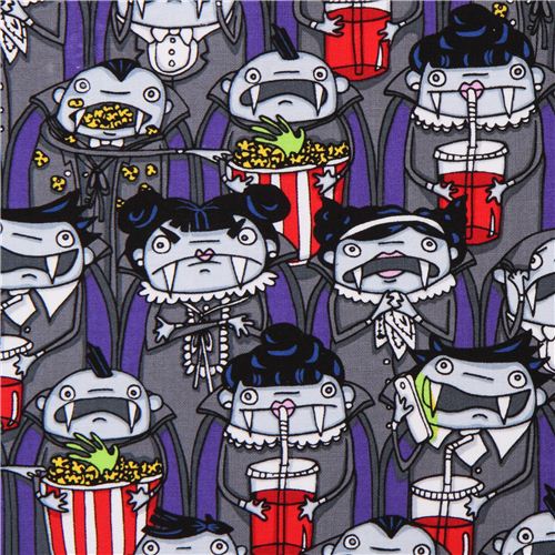 Tessuto vampiri Timeless Treasures Vampire Movie Night Tessuto