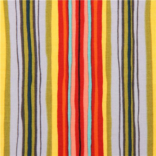 Tissu  rayures grises, rouges, multicolores par Michael Miller Tissu