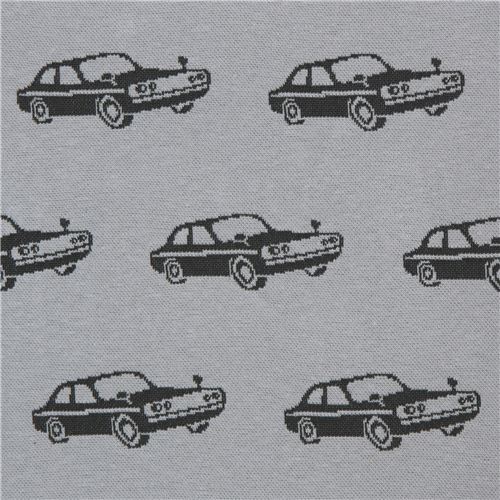 Grey Tossed Repeating Black Cars Fabric