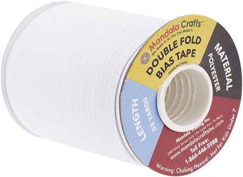 half inch wide double fold 1 meter bias tape in white 2