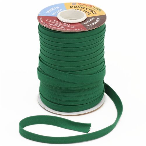 half inch wide green double fold 1 meter bias tape