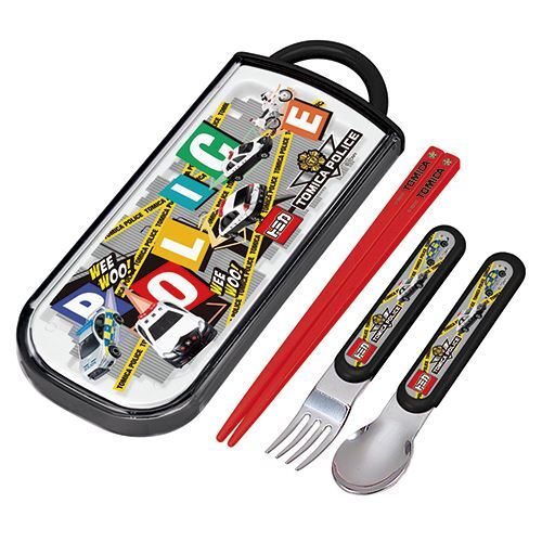 set bacchette forchetta cucchiaio con custodia macchine della polizia