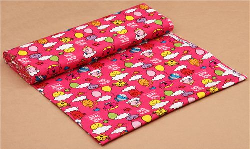 Tela oxford rosa intenso Mr. Men y Little Miss nubes de Sanrio Japn 0