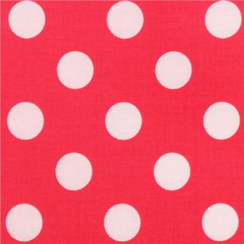 hot pink Riley Blake polka dot laminate fabric white dots Fabric
