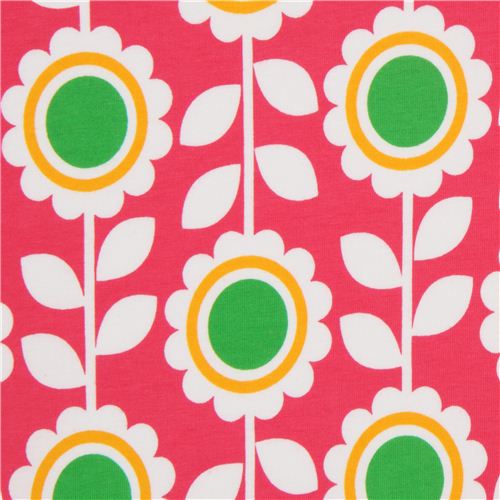 Tela punto jersey rosa intenso Laguna Robert Kaufman flores Tela
