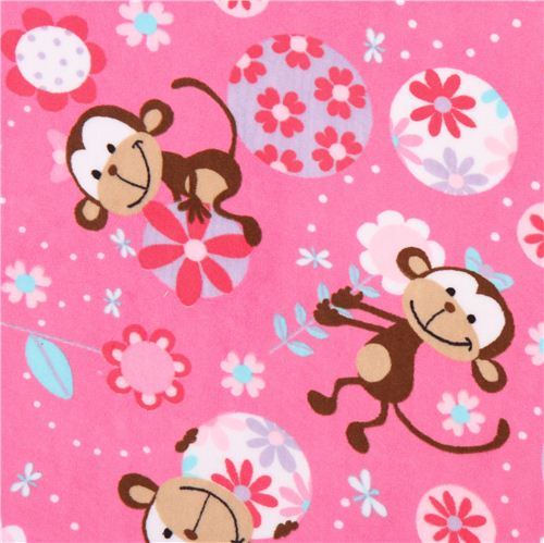 Tela polar rosa fuerte felpa forro monos Funky Monkey Tela