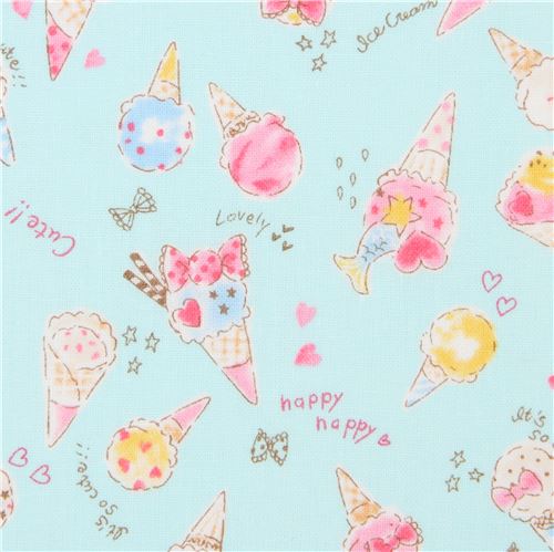 ice cream Kokka fabric in light blue Fabric
