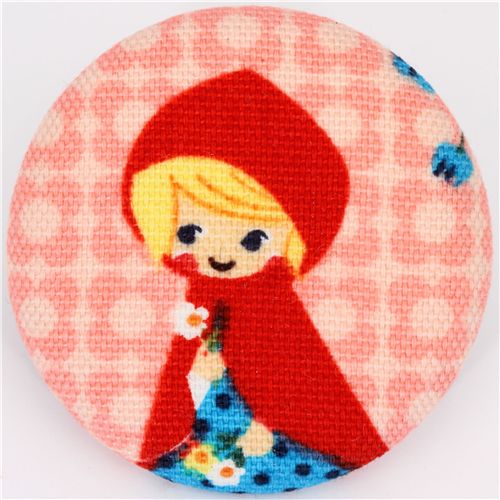 kawaii Little Red Riding Hood Japanese fabric button