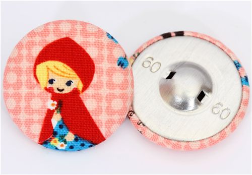 kawaii Little Red Riding Hood Japanese fabric button 2