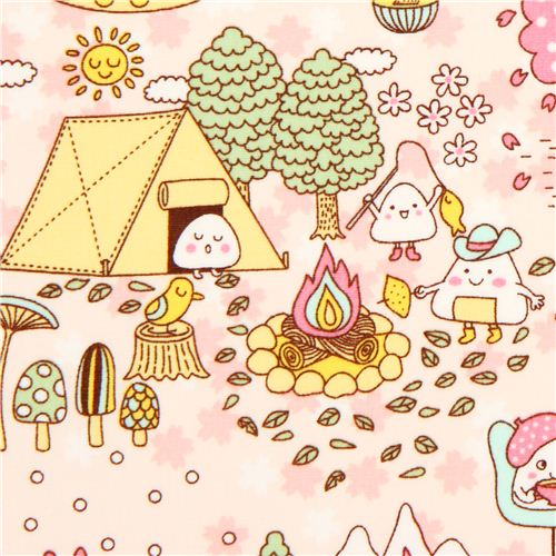 Tissu amricain kawaii des boules de riz Onigiri japonaises Tissu
