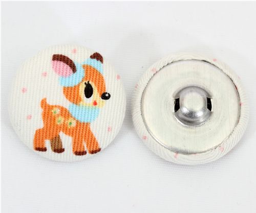 kawaii deer button white Kokka fabric button 2