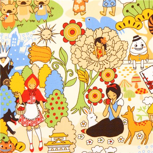 kawaii Japanische Anime Mrchen Stoff beige Schneewittchen Stoff