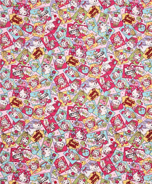 Tela oxford rosa kawaii gata Hello Kitty comic dulce manzana de Sanrio Jap�n 0