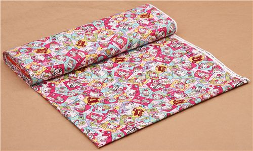 Tela oxford rosa kawaii gata Hello Kitty comic dulce manzana de Sanrio Jap�n 0
