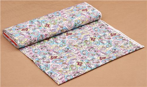 Tissu Oxford Sanrio Hello Kitty kawaii blanc style BD, avec bonbons et pommes 0