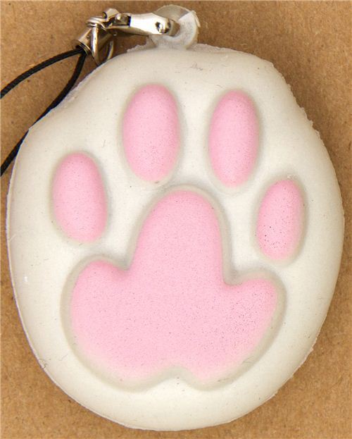 Colgante blando Squishy animal kawaii zarpa de gato blanca y rosa