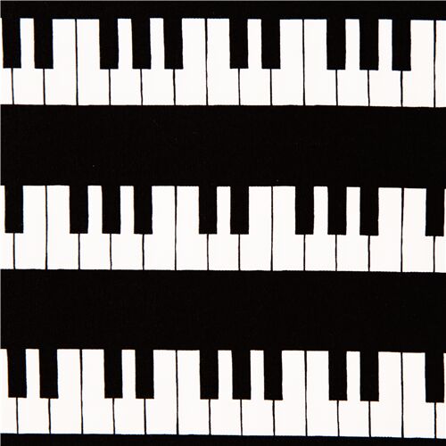keyboard rows of piano keys black and white Japan cotton oxford by Cosmo music Fabric