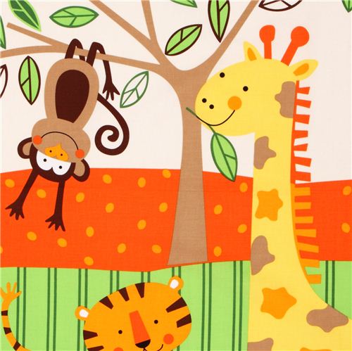 Tissu Timeless Treasures animaux de la jungle avec une toise Tissu
