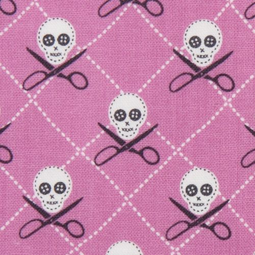 lila Michael Miller Stoff Totenköpfe Quilt Scheren 1