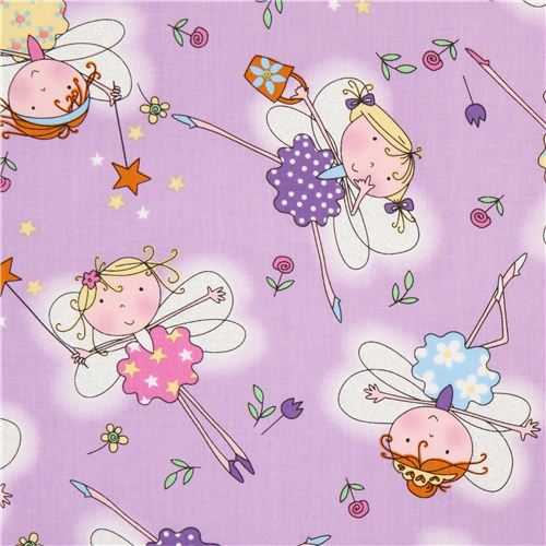 lavender fairy tale fabric with fairies Timeless Treasures Fabric