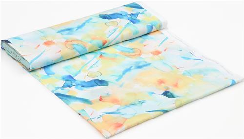 Stoffrest (50 x 106 cm) - Wei�er Batist mit Pinselstrichen im Aquarellstil von Kokka 4