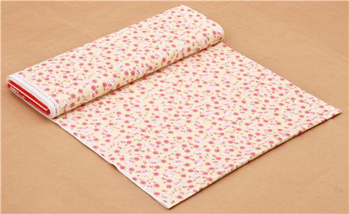 lemon yellow Hello Kitty rose garden fabric by Kokka  0