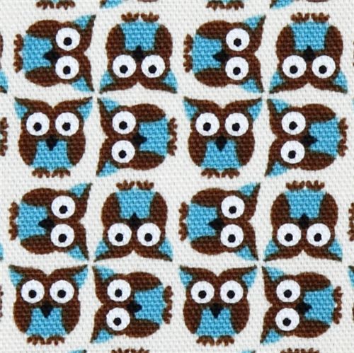 light beige owls Kokka oxford cloth fabric kawaii Japan Tela
