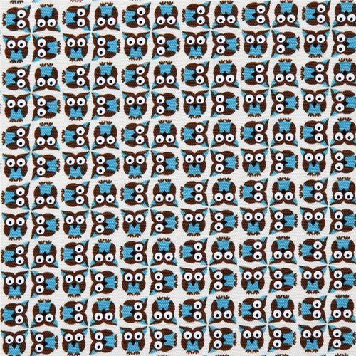light beige owls Kokka oxford cloth fabric kawaii Japan 2