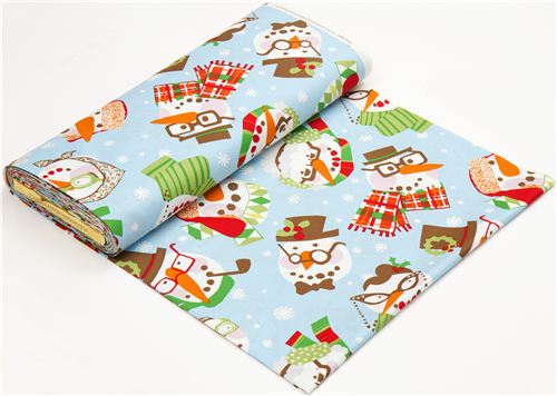 light blue Alexander Henry Christmas fabric with snowman 3