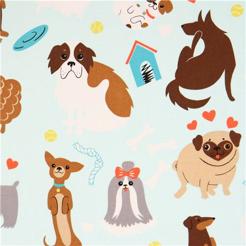 hellblauer Alexander Henry HundeTierstoff  Stoff