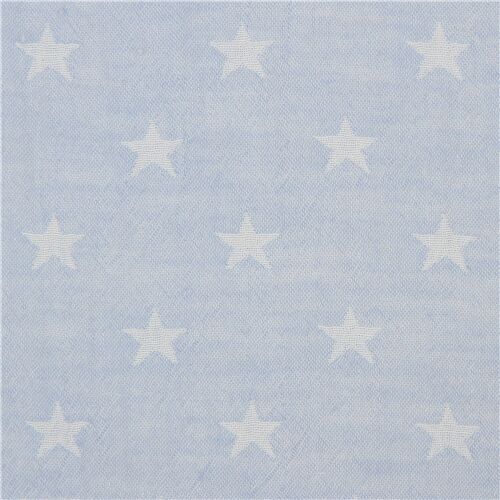Tissu jacquard au fils teintés bleu clair avec des étoiles Tissu