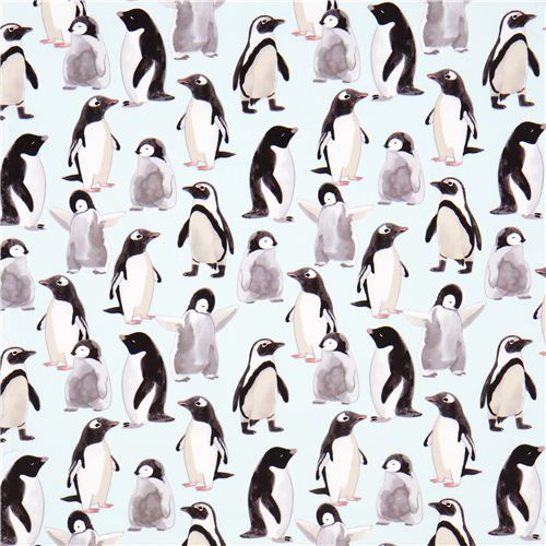 light blue Michael Miller fabric with penguins 2
