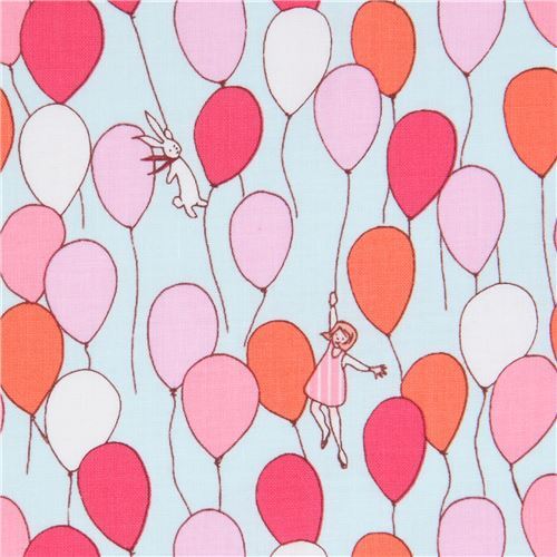 Remnant (29 x 112 cm) - light blue Michael Miller fabric children Balloons