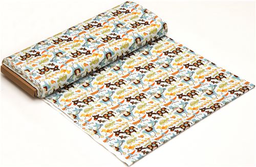 light blue Riley Blake fabric horse cow duck on wheels 3