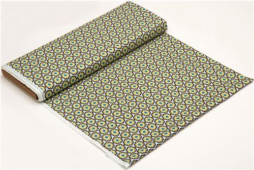 light blue Riley Blake fabric with green-brown flowers 3