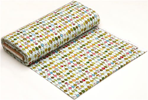 light blue Riley Blake flannel fabric panda bear trees 3