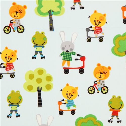 light blue animals and trees fabric by Robert Kaufman Fabric