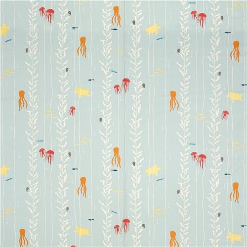 light blue birch sea animal organic fabric 2
