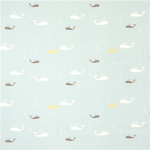light blue birch whale organic fabric 2