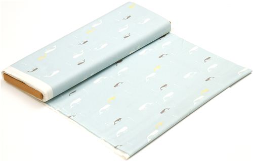 light blue birch whale organic fabric 3