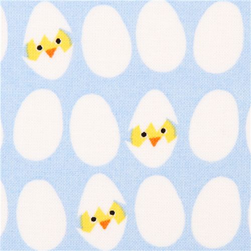 Tissu Dear Stella bleu clair avec des poulets Tissu