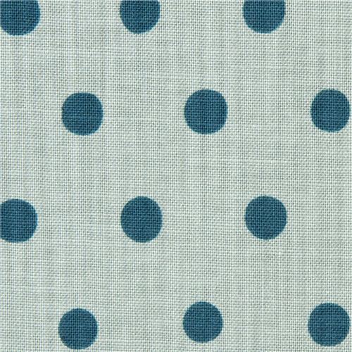 light blue echino canvas fabric with teal polka dots 1