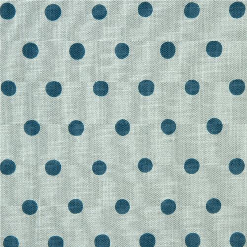 light blue echino canvas fabric with teal polka dots 2